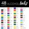 48 Color Alcohol Ink Set - Huge 30ml Triple Sized 1-oz Bottles - Includes 4-oz Blender &#x26; 30 Swabs - Vibrant Highly Concentrated Pigment Dye Paint